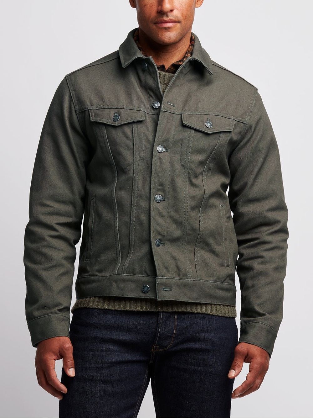 Line Of Trade Men’s The Montana Canvas Trucker Jacket in Range Green XL